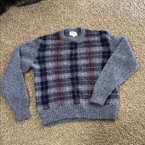 Pendleton Blue and Burgundy Plaid Crewneck Sweater